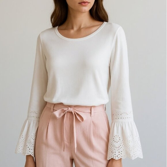 Kobi Halperin Claudette Sweater – White Tiered Sleeves – Size S – NWT - Picture 1 of 4